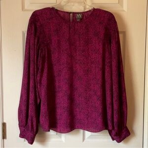 Worthington Fuchsia and Black Abstract Top